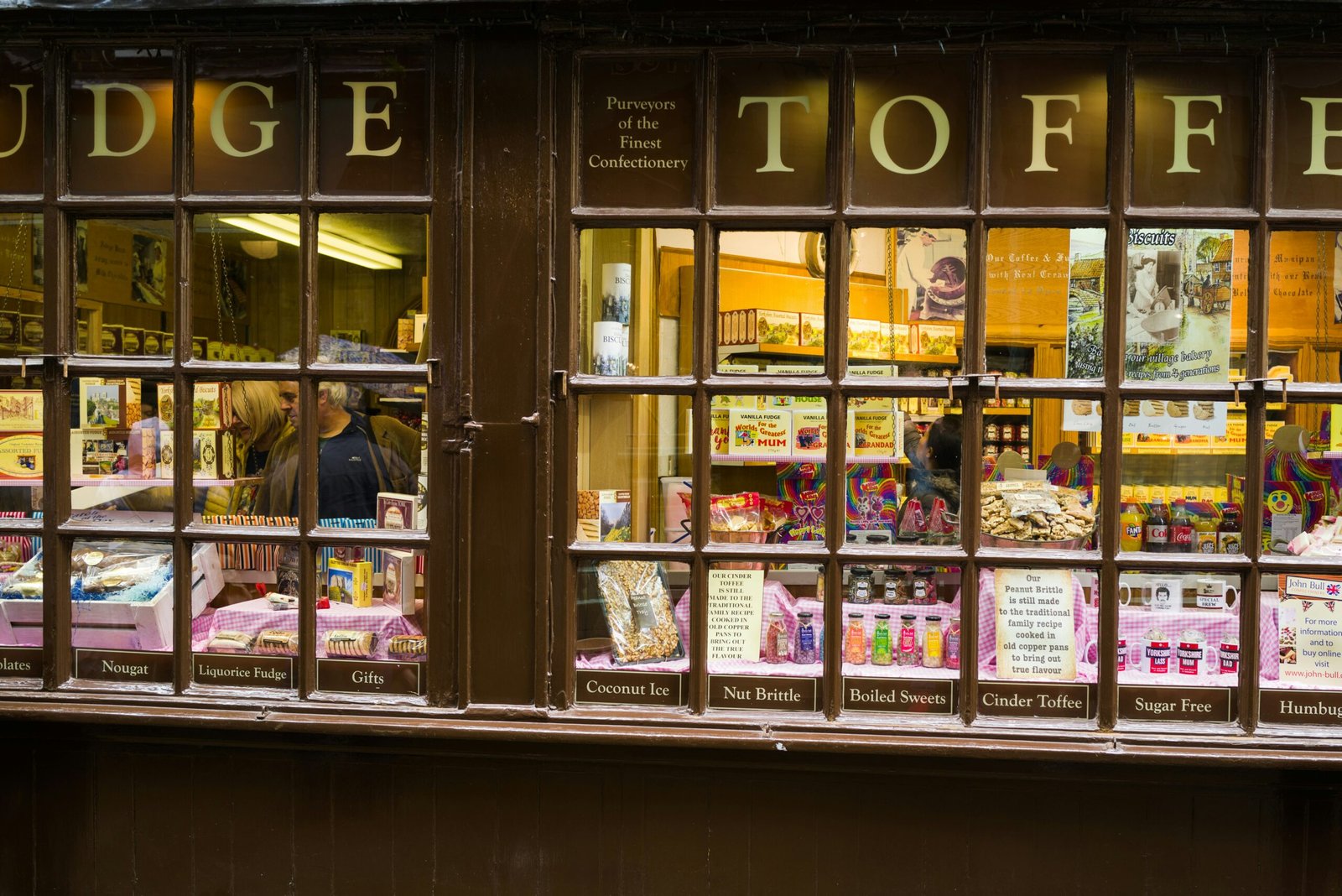 a store front with a window display